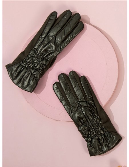Guantes acolchados con fruncido