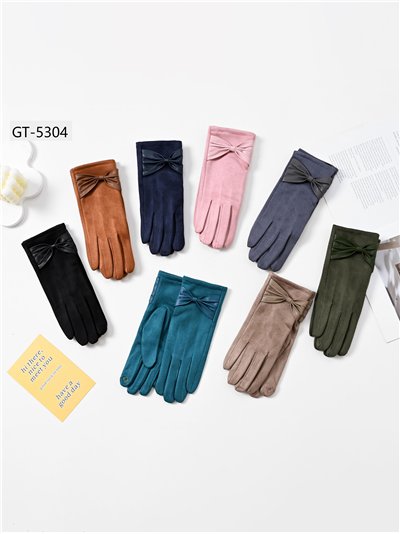 Guantes efecto ante con lazo