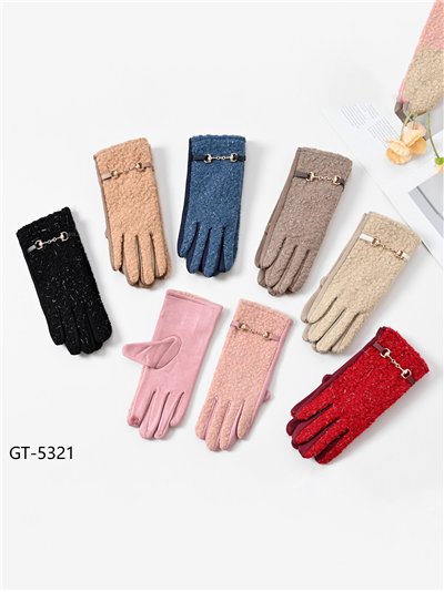 Guantes efecto ante borreguito cadena