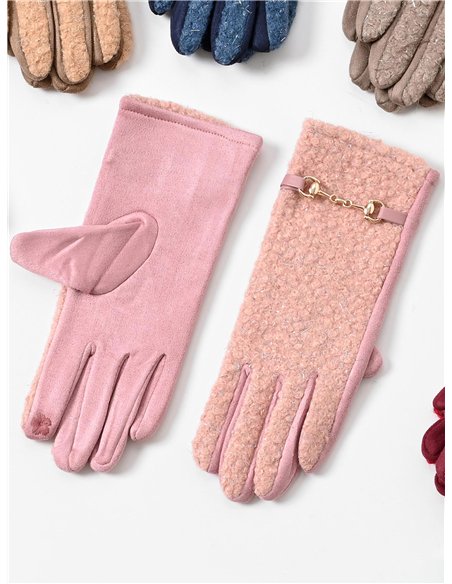 Guantes efecto ante borreguito cadena