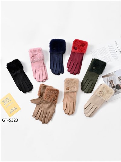 Guantes efecto ante con puño de pelo