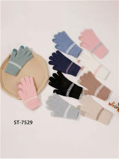 Guantes de punto con franja