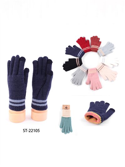 Guantes de punto con puño rayado