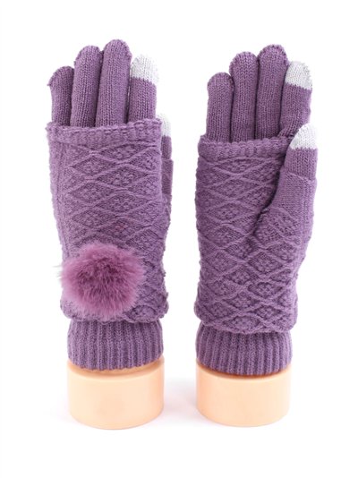 Guantes de punto rombos con pompón 2