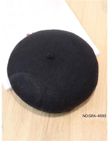 Boina negra punto efecto lana