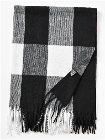Bufanda cuadros clásico con flecos