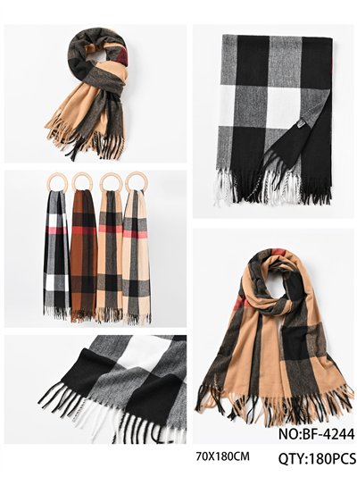 Bufanda cuadros clásico con flecos 2