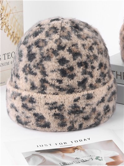 Gorro jaspeado animal print