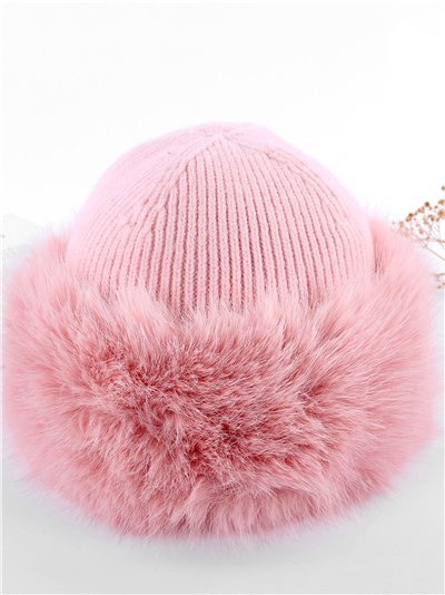 Gorro punto con vuelta de pelo