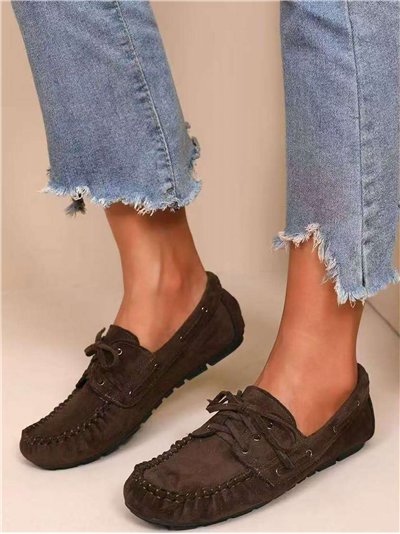 Mocasín cordones efecto ante