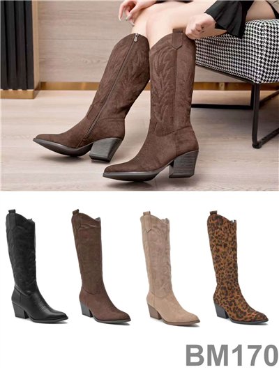 Bota cowboy alta con bordados 2