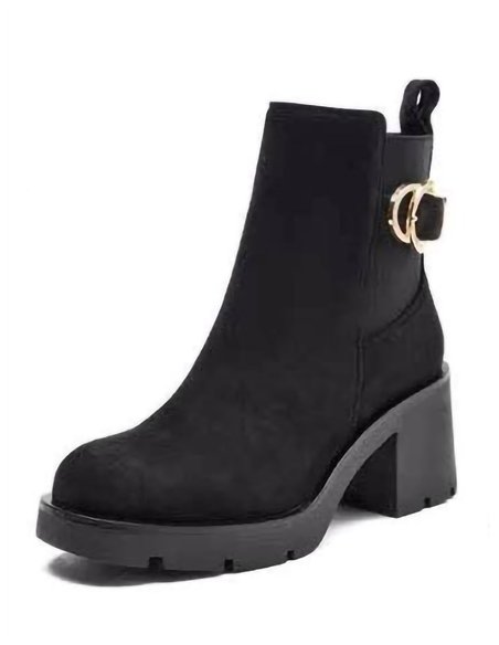 Botín de tacón efecto ante con hebilla trasera