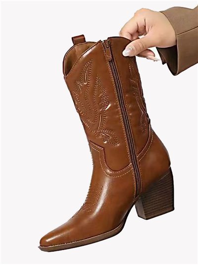 Bota western con tacón bloque