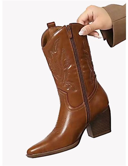Bota western con tacón bloque