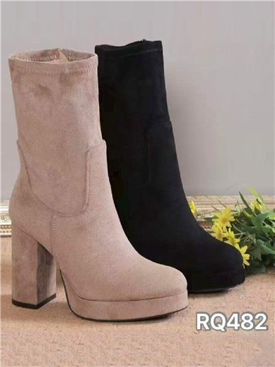 Botín plataforma tacón ancho media caña efecto ante 2