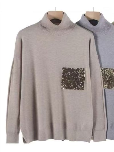 Jersey cuello vuelto con lentejuelas