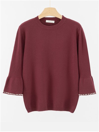 Jersey con manga campana y perlas