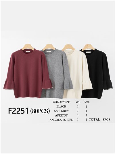 Jersey con manga campana y perlas 2