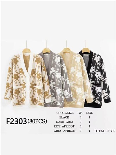 Cárdigan largo floral con bolsillos 2