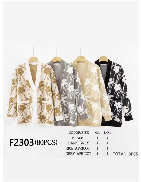 Long floral cardigan with pockets