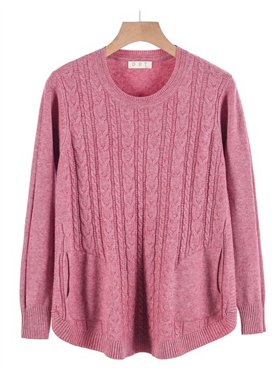 Textured cable-knit sweater with pockets