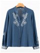 Camisa símil denim bordada floral