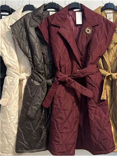 Chaleco acolchado largo con cinturón 2