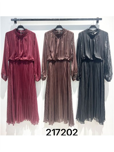 Vestido midi plisado satinado