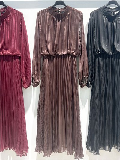 Vestido midi plisado satinado 2