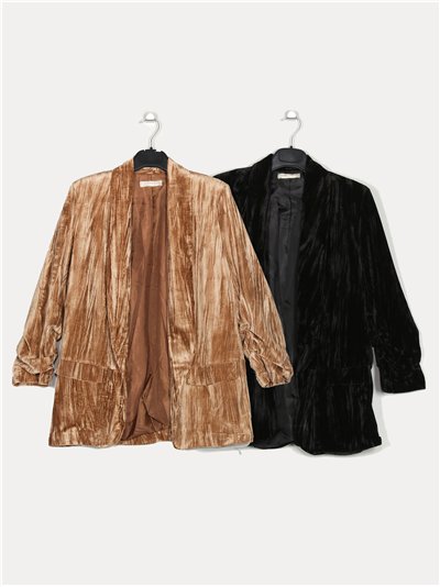 Blazer terciopelo manga remangada