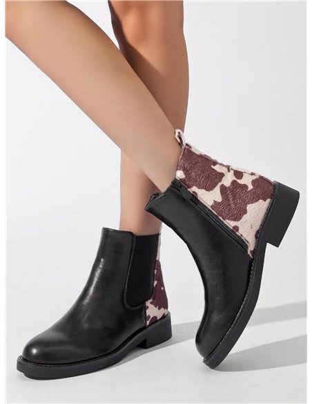 Botín chelsea talón animal print