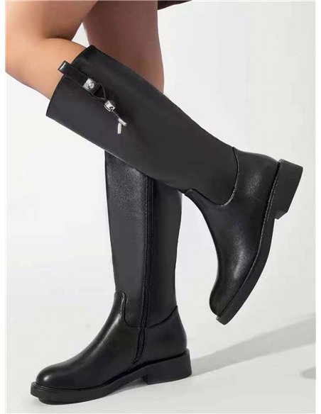Bota alta hípica con cremallera
