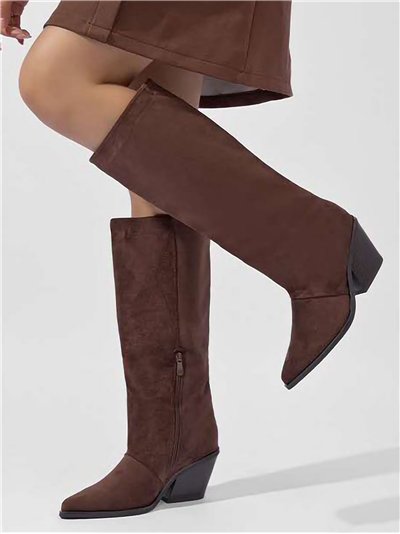 Bota alta western con cuña