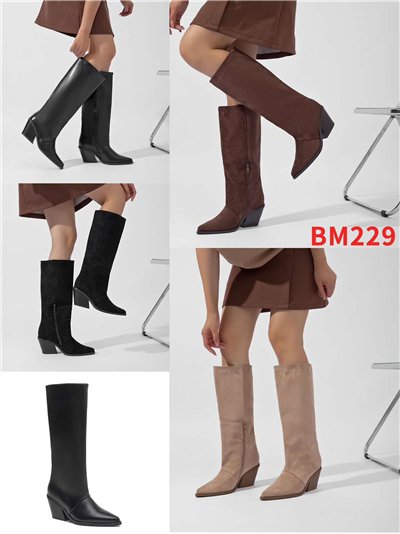 Bota alta western con cuña 2