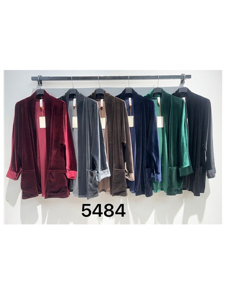 Chaqueta kimono de terciopelo con bolsillos