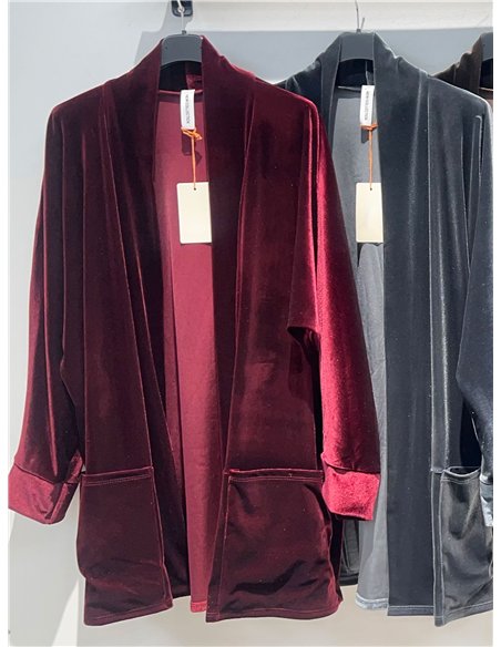 Chaqueta kimono de terciopelo con bolsillos