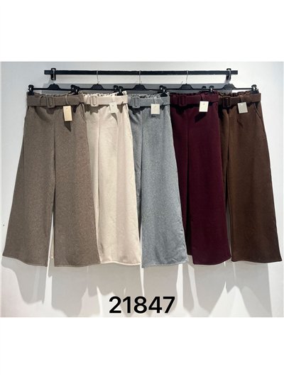 Pantalón palazzo espiga con cinturón