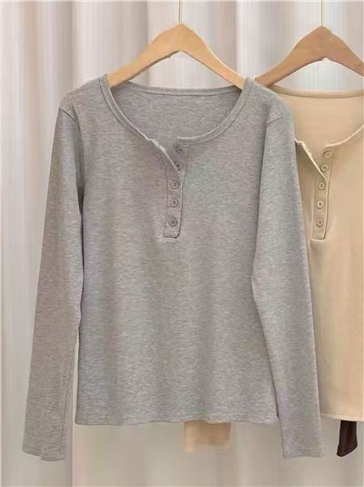 Camiseta canalé botones