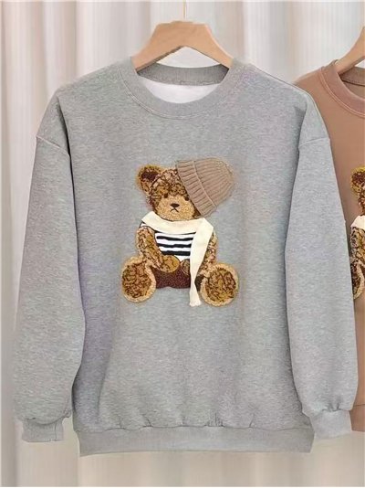 Sudadera amplia oso con relieve