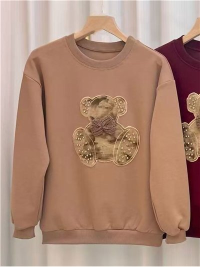 Sudadera amplia oso aplicaciones