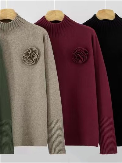 Jersey amplio broche de flor