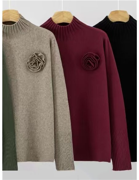 Jersey amplio broche de flor