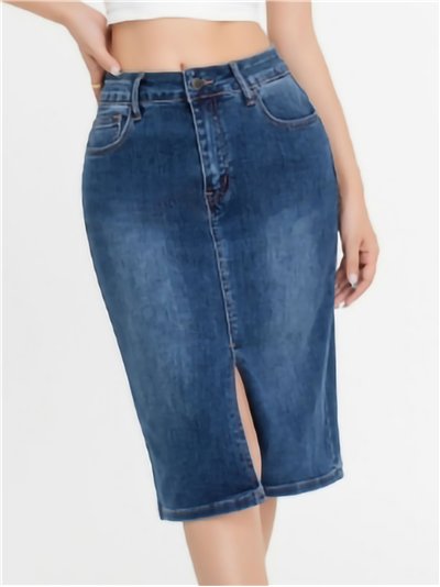 Falda denim midi abertura