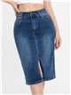Denim midi skirt with a vent