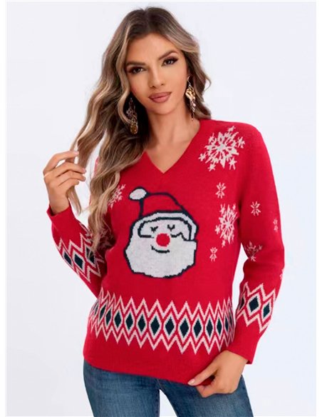 Jersey navideño papá noel cuello pico