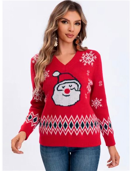 Jersey navideño papá noel cuello pico