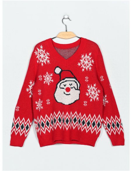 Jersey navideño papá noel cuello pico