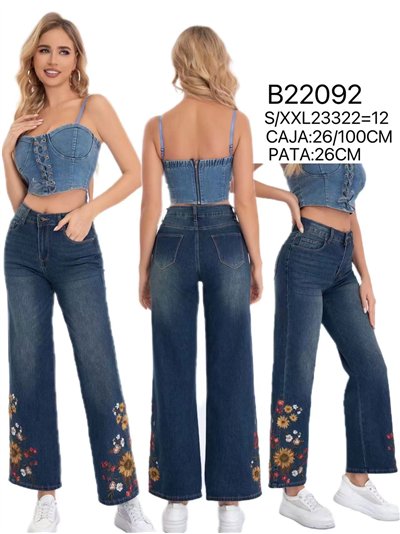 Jeans rectos bordados flores 2