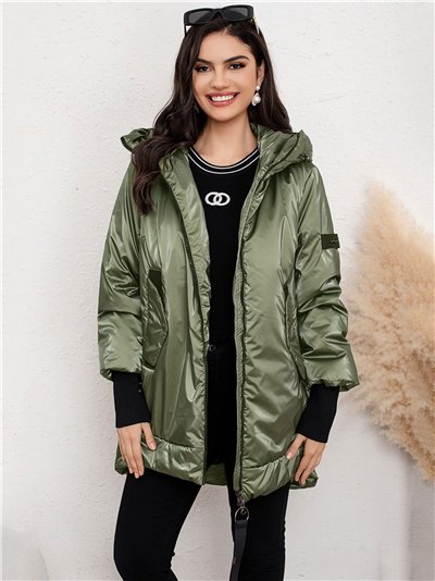 Anorak amplio metalizado capucha