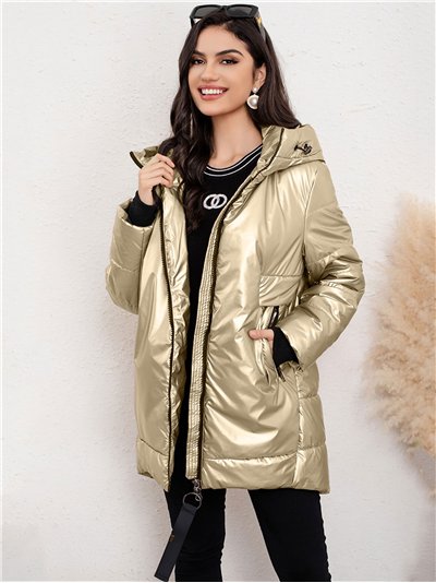 Anorak amplio metalizado capucha